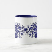 Blauwe en witte  ventilatormand mok (Midden)