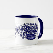 Blauwe en witte ventilatormand mok (Voorkant rechts)