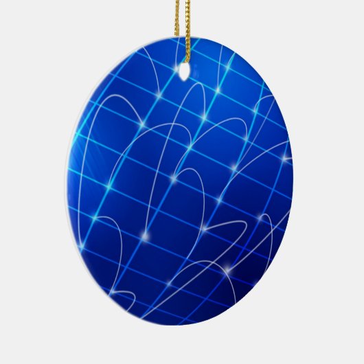 Blauwe en Witte Verbindingen van het Netwerk Keramisch Ornament (Rechts)