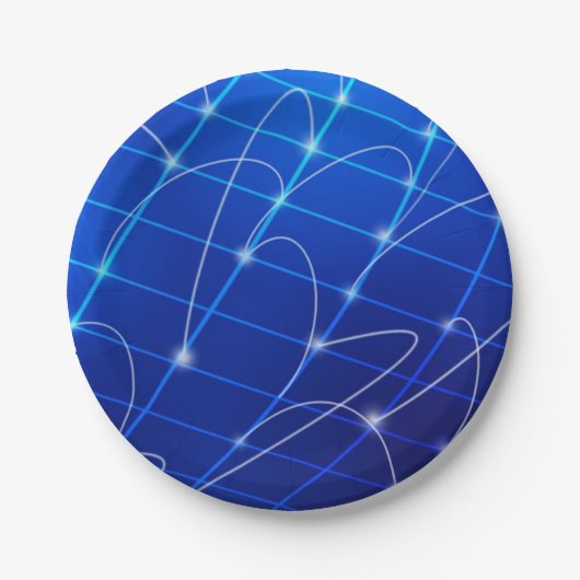 Blauwe en Witte Verbindingen van het Netwerk Papieren Bordje (Voorkant)