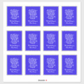 Blauwe en witte vetbookplaten sticker (Vel)