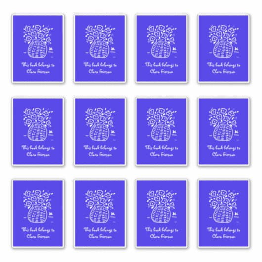 Blauwe en witte vetbookplaten sticker (Voorkant)