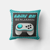 Blauwe en Witte Videospel Controller Kinderkamer Kussen (Achterkant)