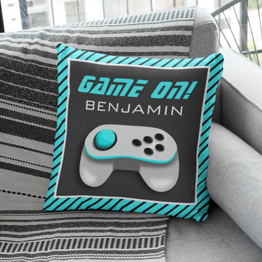 Blauwe en Witte Videospel Controller Kinderkamer Kussen