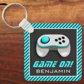 Blauwe en Witte Videospel Controller Kinderkamer Sleutelhanger (Voorkant)