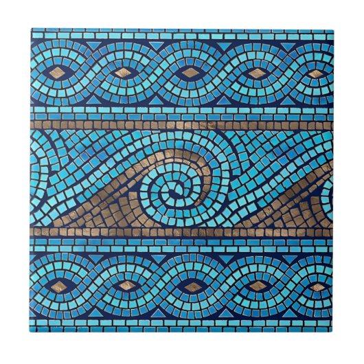 blauwe en witte vintages tegeltje (Voorkant)