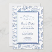 Blauwe en witte vis en krab Elegant Coastal Event Kaart (Voorkant)