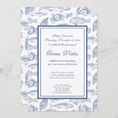 Blauwe en witte vis en krab Elegant Coastal Event Kaart (Voorkant / Achterkant)