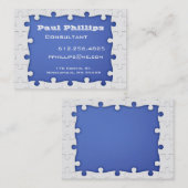 Blauwe en witte Visitekaartjes van het stuk (Voorkant / Achterkant)