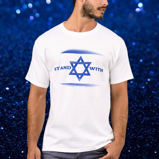 Blauwe en witte vlag van Israël, Stand met Israël T-shirt