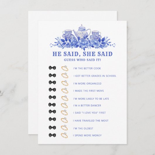 Blauwe en witte vlakke Kaart van het Vrijgezellenf (Voorkant / Achterkant)