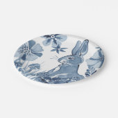 Blauwe en witte vleermuizen Paddenstoelen Paaskoni Papieren Bordje (Gekanteld)