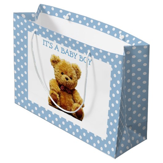 Blauwe en witte vlek  groot cadeauzakje (Achterkant Gekanteld)