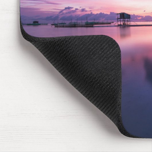 Blauwe en witte vlek op waterlichaam muismat (Hoek)