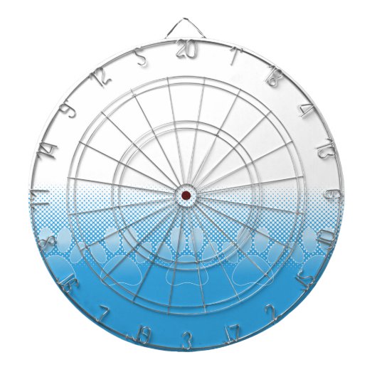 Blauwe en witte vlekken met Newsprint achtergrond Dartbord (Voorkant)