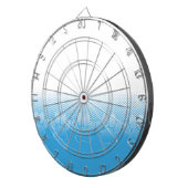 Blauwe en witte vlekken met Newsprint achtergrond Dartbord (Voorkant Rechts)