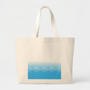 Blauwe en witte vlekken met Newsprint achtergrond Grote Tote Bag