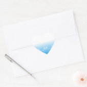 Blauwe en witte vlekken met Newsprint achtergrond Hart Sticker (Envelop)