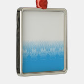 Blauwe en witte vlekken met Newsprint achtergrond Metalen Ornament (Rechts)