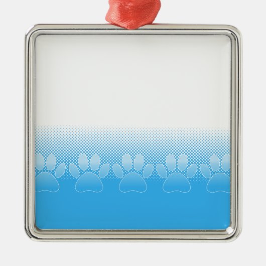 Blauwe en witte vlekken met Newsprint achtergrond Metalen Ornament (Voorkant)