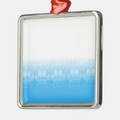 Blauwe en witte vlekken met Newsprint achtergrond Metalen Ornament (Links)