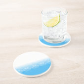 Blauwe en witte vlekken met Newsprint achtergrond Zandsteen Onderzetter (Zijkant)