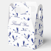 Blauwe en witte vliegkranen bedankdoosjes (Geopend)