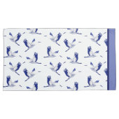 Blauwe en witte vliegkranen kussensloop (Voorkant-Rechts)