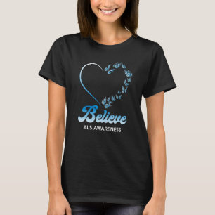 Blauwe en Witte Vlinders Hart Geloven ALS Bewust T-shirt