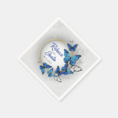 Blauwe en witte vlinders Moderne Boho servetten (Hoek)