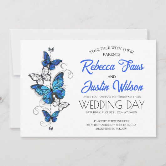 Blauwe en Witte Vlinders Morpho Monarch Kaart (Voorkant)