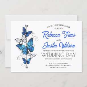 Blauwe en Witte Vlinders Morpho Monarch Kaart