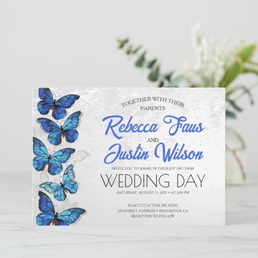 Blauwe en witte vlinders Morpho Monarch Kaart (Staand voorkant)