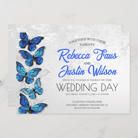 Blauwe en witte vlinders Morpho Monarch Kaart (Voorkant / Achterkant)