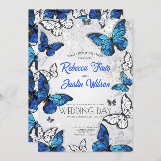 Blauwe en witte vlinders Morpho Monarch Kaart (Voorkant / Achterkant)