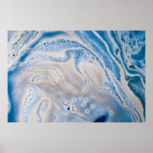 Blauwe en witte vloeibare kunst poster (Voorkant)