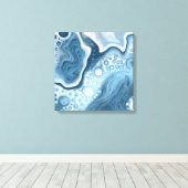 Blauwe en witte vochtige kunst canvas afdruk (Insitu (Houten vloer))
