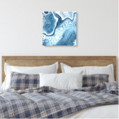Blauwe en witte vochtige kunst canvas afdruk (Insitu (Slaapkamer))