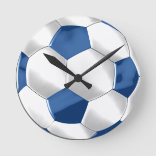 Blauwe en Witte Voetbal Ronde Klok