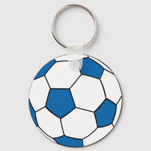 blauwe en witte voetbal sleutelhanger