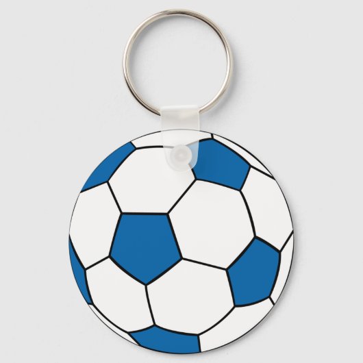 blauwe en witte voetbal sleutelhanger (Voorkant)