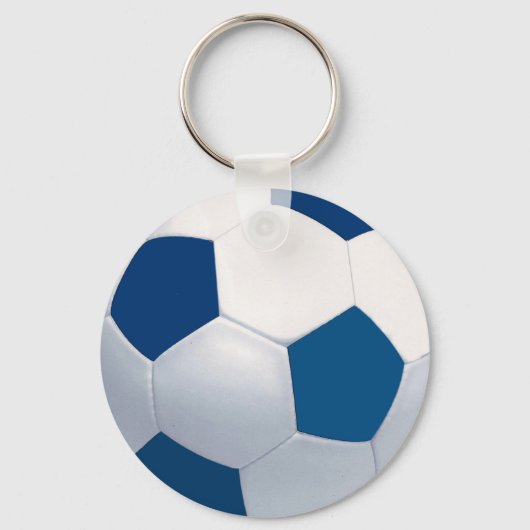 Blauwe en witte Voetbal Sleutelhanger (Voorkant)
