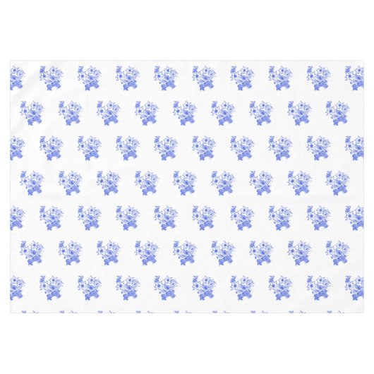Blauwe en witte vogel en Edelweiss Pattern Tafelkleed (Voorkant (Horizontaal))