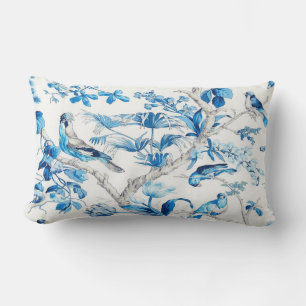 Blauwe en witte vogel oosterse Chinoiserie Kussen