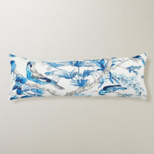 Blauwe en witte vogel oosterse Chinoiserie Lichaamskussen