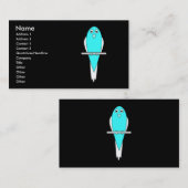 Blauwe en witte vogel. Paraket. Zwart. Visitekaartje (Voorkant / Achterkant)