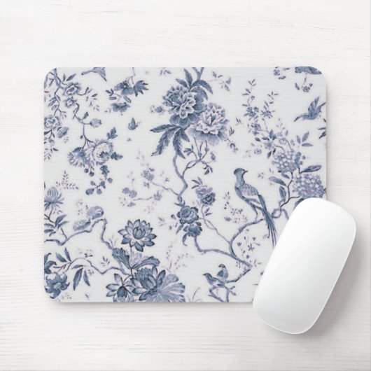  blauwe en witte vogelpest muismat (Met muis)