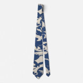 Blauwe en Witte Vogels Stropdas (Voorkant)