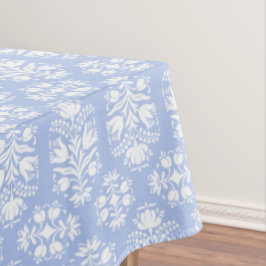 Blauwe en witte volken Kunst Floral Damask Tafelkleed