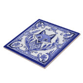 Blauwe en Witte Vos Aziatische Stijl Folk Animal A Tegeltje (Zijkant)
